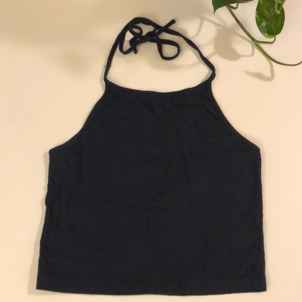 Brandy Melville navy blue halter top